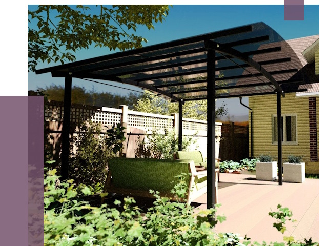 Навесы для террасы в Камышине от 13102 руб. под ключ | ПРОЛЁТ-Кмш