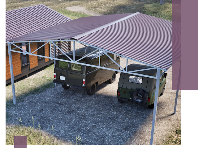 Двускатные навесы под ключ в Камышине — изготовление и монтаж