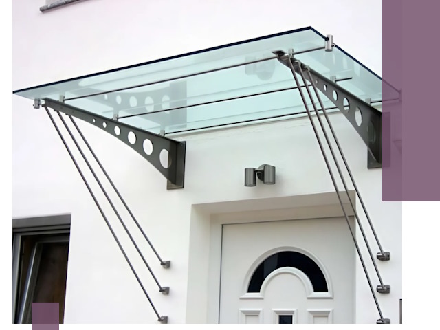 Козырьки над входом под ключ в Камышине — изготовление и монтаж